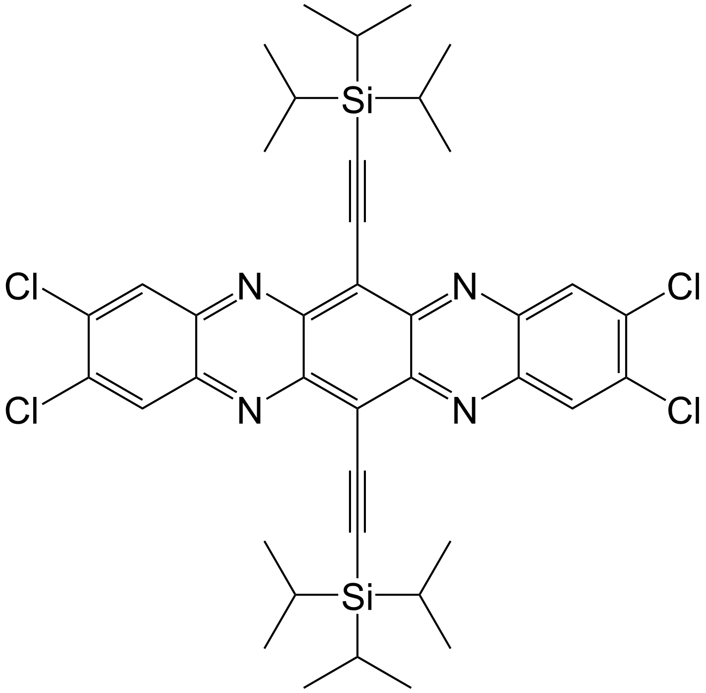 	2,3,9,10-Tetrachloro-6,13-bis((triisopropylsilyl)ethynyl)quinoxalino[2,3-b]phenazine